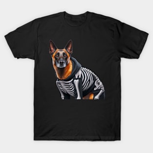 German Shepherd in Skeleton Costume T-Shirt - Spook-tacular Pup T-Shirt